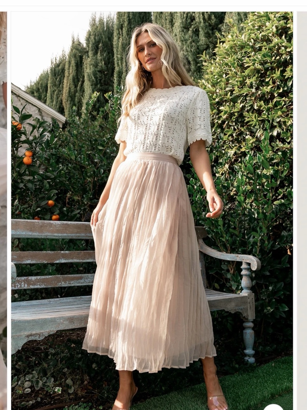 Baltic Born Pleated Maxi Skirt in Blush
